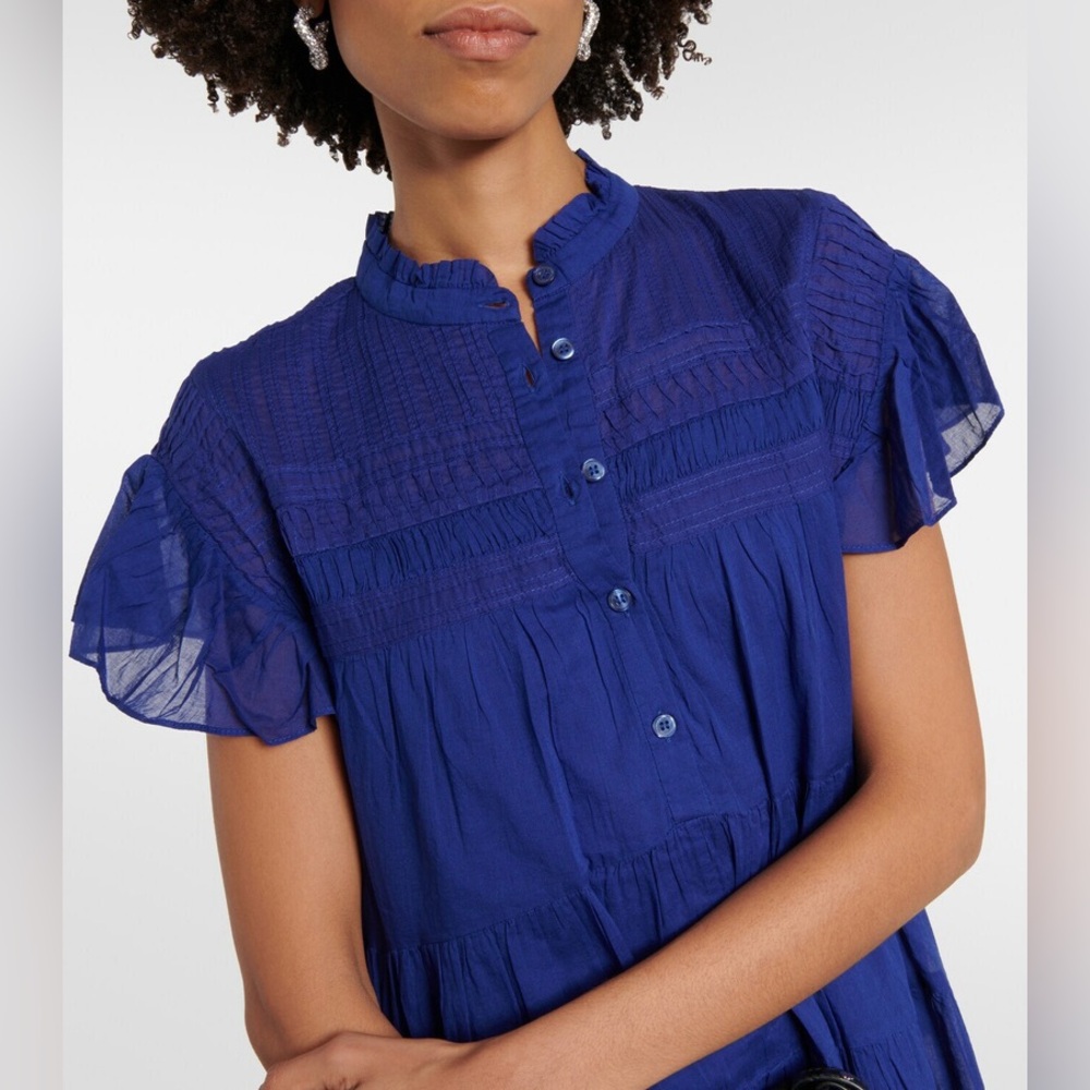 Isabel Marant Cobalt Blue Ruffled Tier Mini Dress - Picture 4 of 5